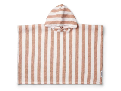 Liewood stripes white/tuscany rose junior badeponcho Paco